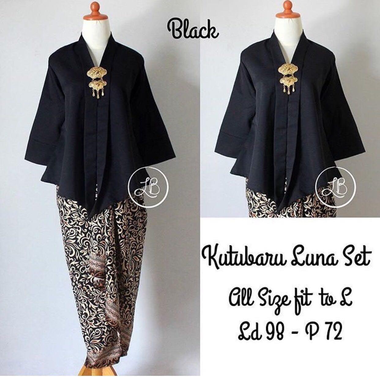 kebaya modern setelan kebaya kutubaru floy balotelly set baju batik wanita set rok lilit camboja gold - hitam