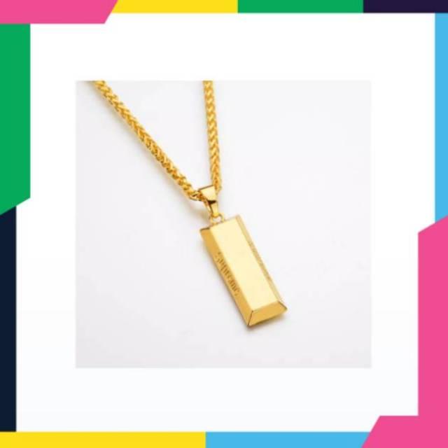 Kalung Supreme Gold Bar Necklace Model 