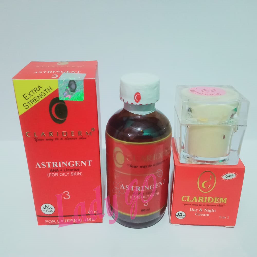 1Paket Claridem 2 IN 1 Clariderm Astringent Alkohol No 3 ORIGINAL Dan