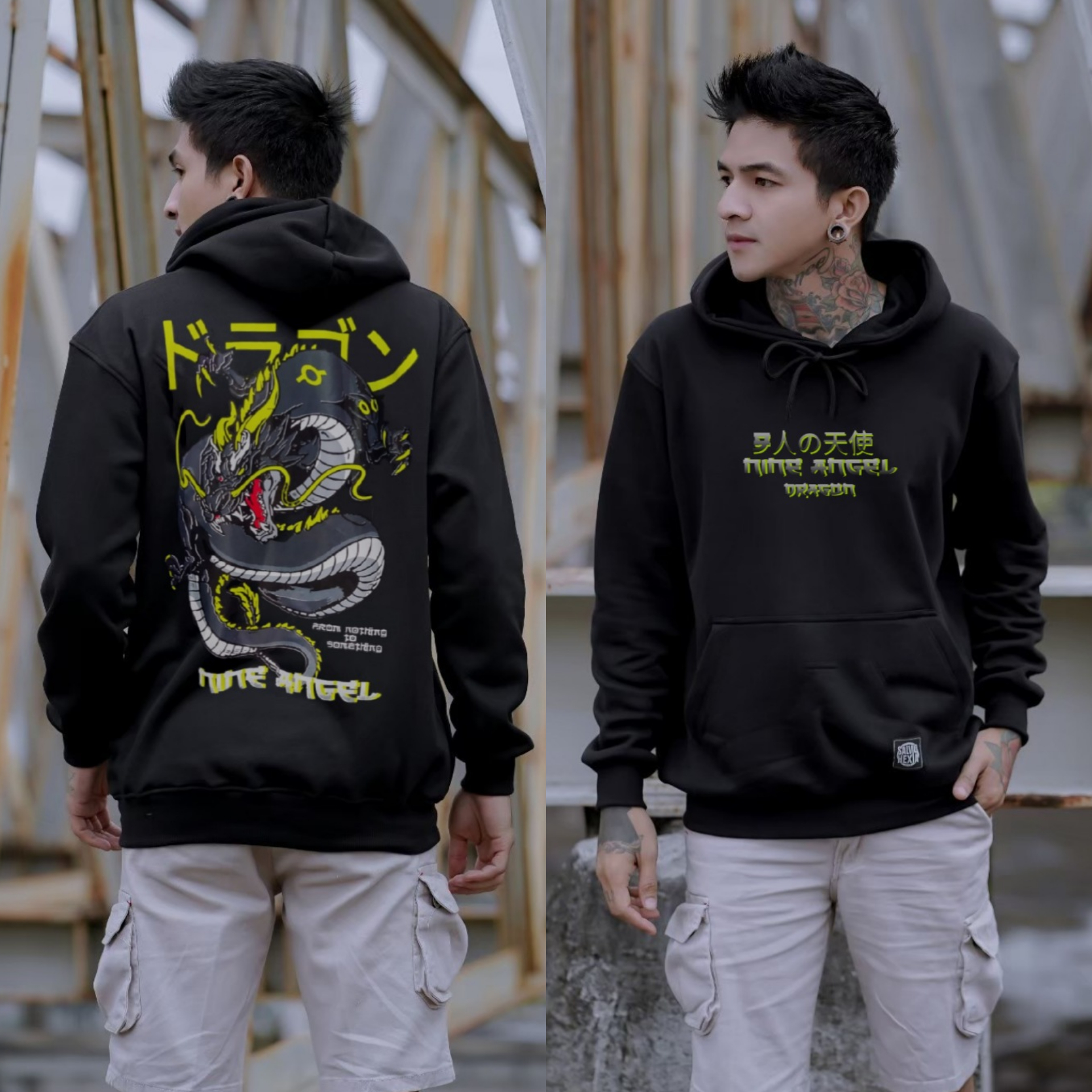 Sweater Hoodie Pria Black Dragon 
