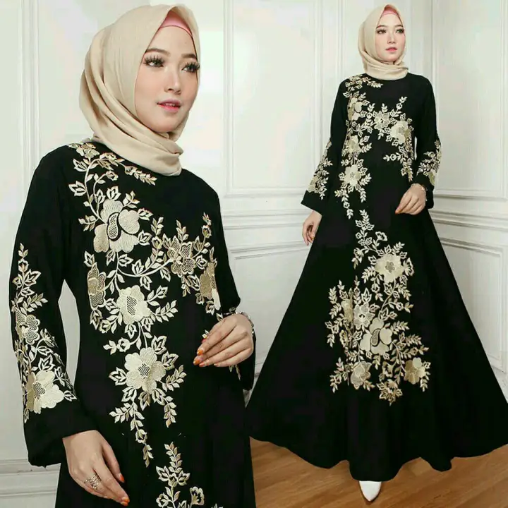 Gamis Abaya Hitam Gamis Abaya Abaya Bordir Gamis Bordir Gamis Muslim Gamis Arab Gamis Terkini Lazada Indonesia