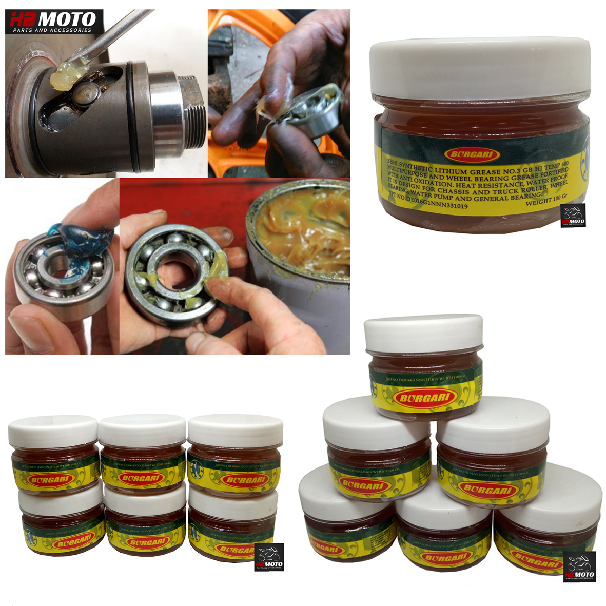 Minyak Gemuk Burgari Semi SYNTHETIC LITHIUM GREASE No.3 GB HI TEMP 400 / BURGARI 100 Gram