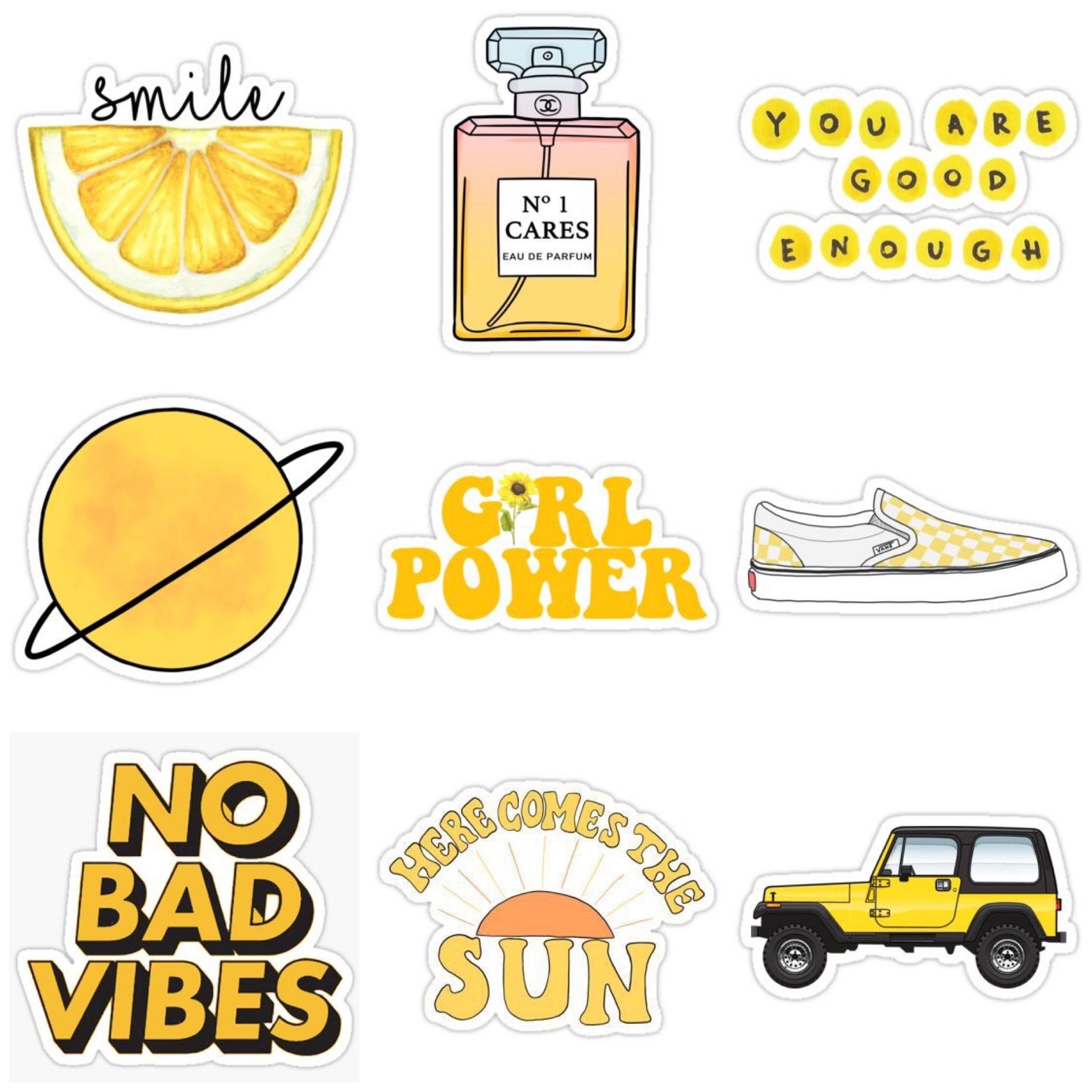 STICKER AESTHETIC STIKER TUMBLR CASE HANDPHONE LAPTOP YELLOW SERIES 2