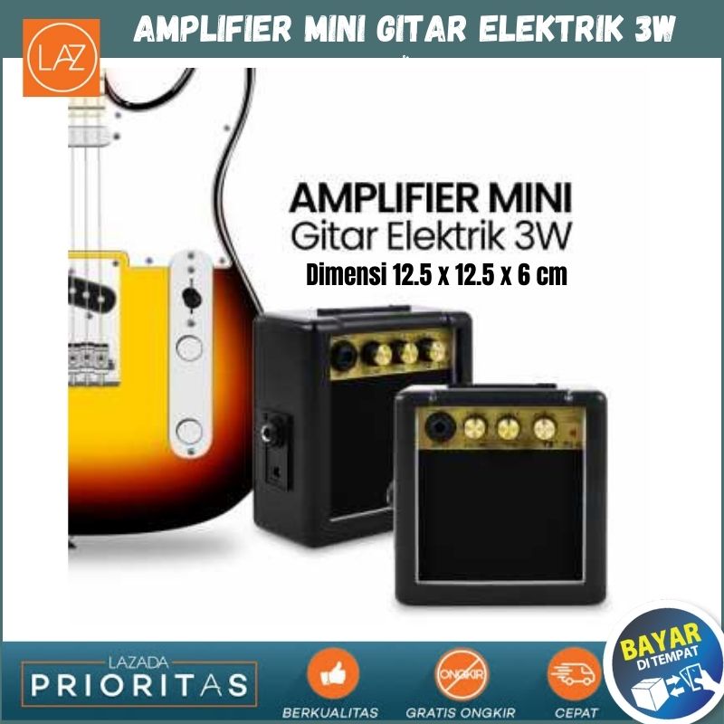 BISA COD Amplifier Mini Gitar Elektrik 3W PG3 Guitar Amps With Metal