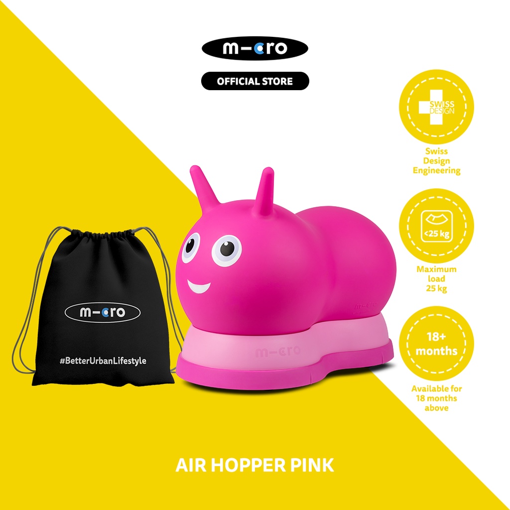 Micro Air Hopper Pink + Drawstring Bag - Mainan Roda Bola Hopper ...