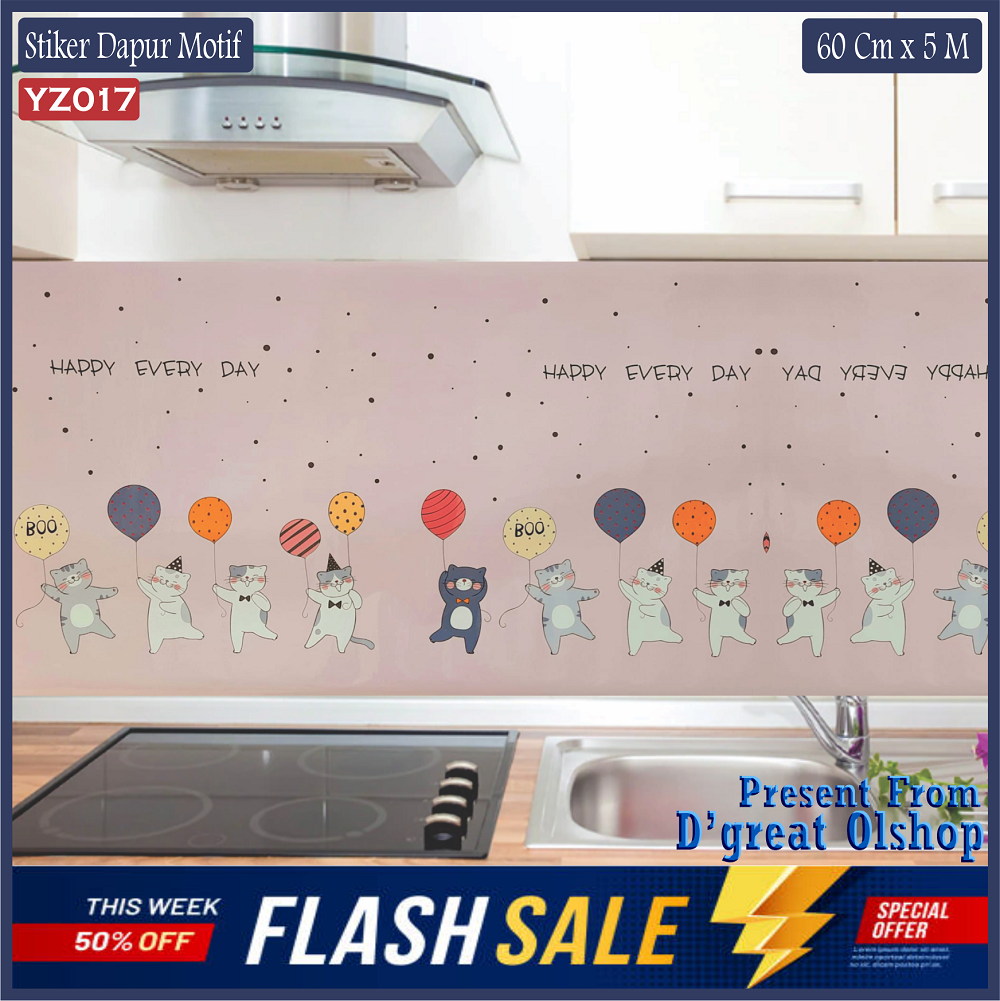 PROMO!! Wallpaper Sticker Dapur dan Kamar Mandi Anti Minyak Bahan