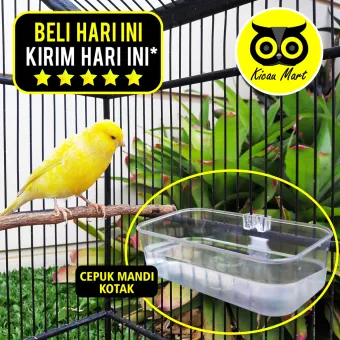 Cepuk Mandi Burung Kotak Merek Sempati Mika Plastik Bening Akrilik