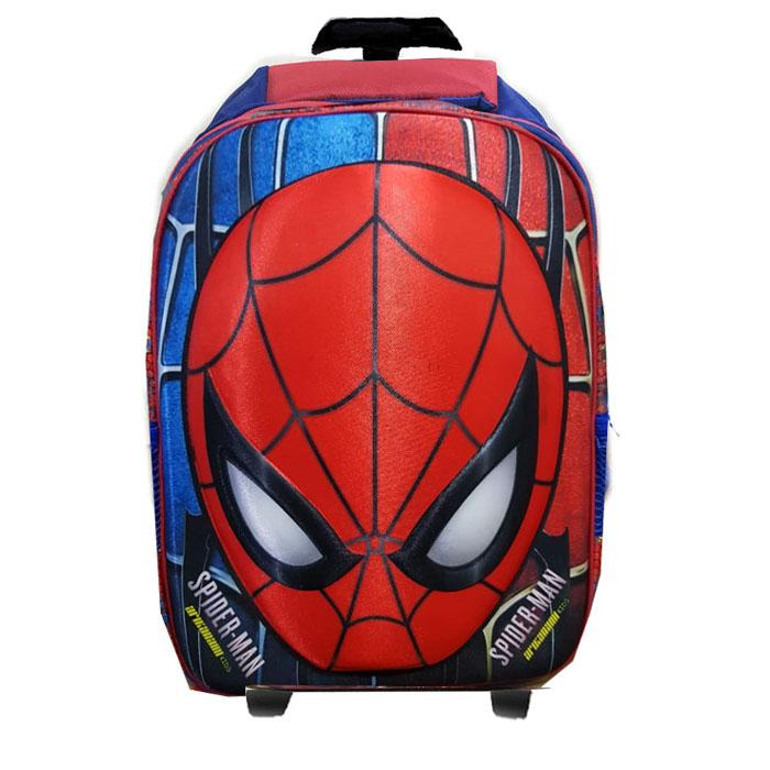 BGC Tas Troley Sekolah Anak SD Spiderman Muka 3D Timbul Hard Cover