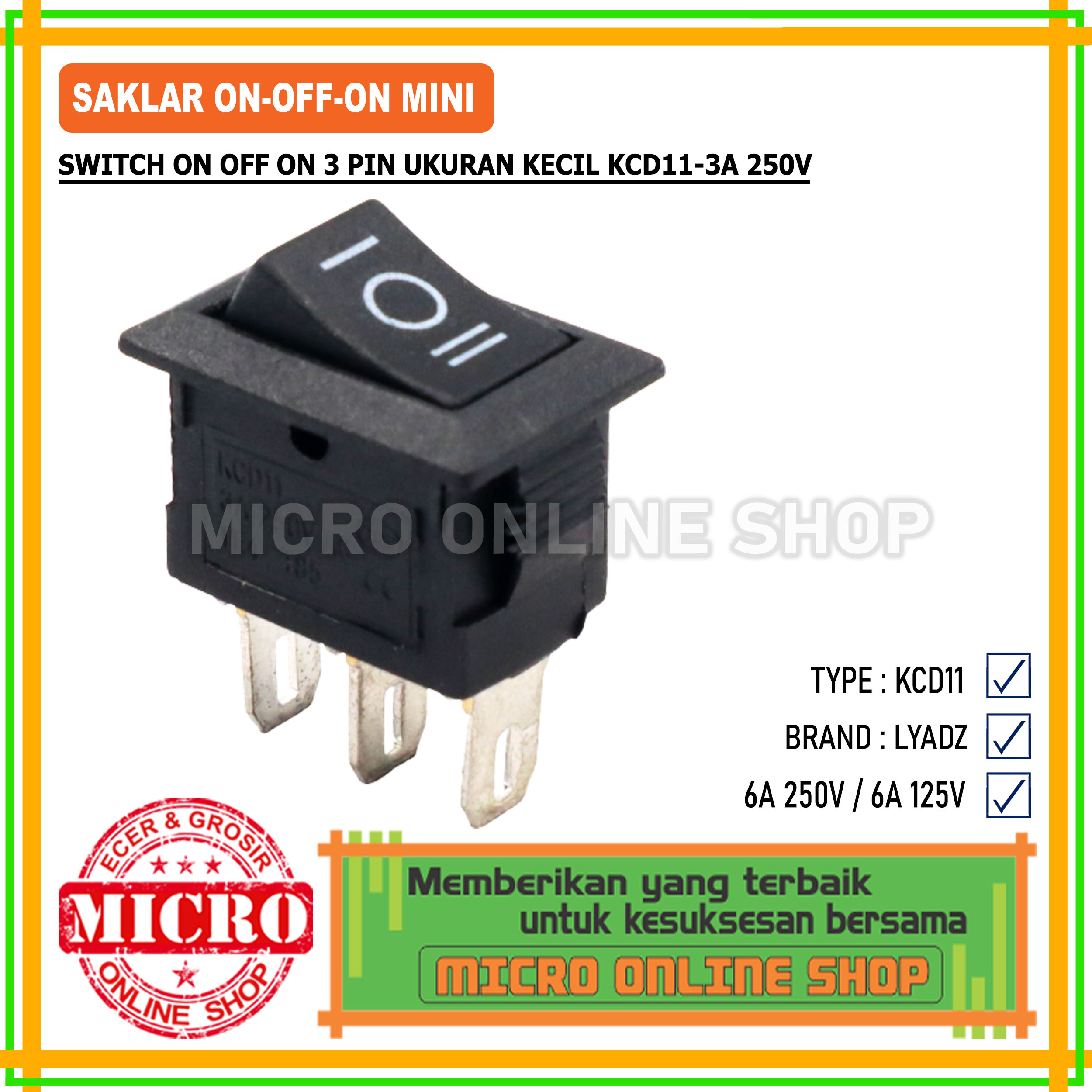 PAKET 3 PCS Saklar Jenis On Off On Ukuran Kecil 3 Kaki / Switch On Off ...