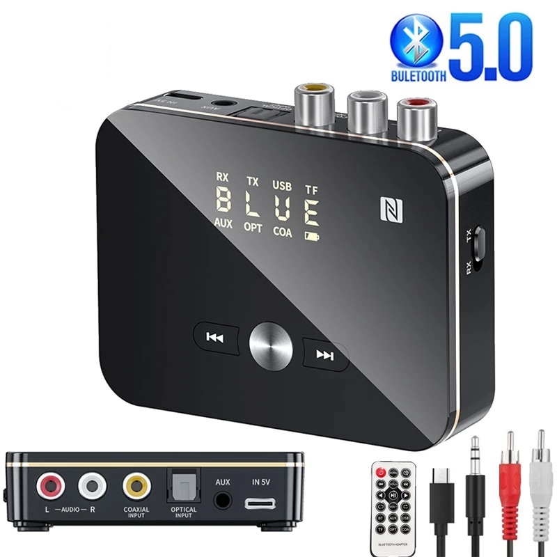 Bluetooth 5.0 Audio Receiver Transmitter NFC Stereo 3.5mm AUX Jack RCA