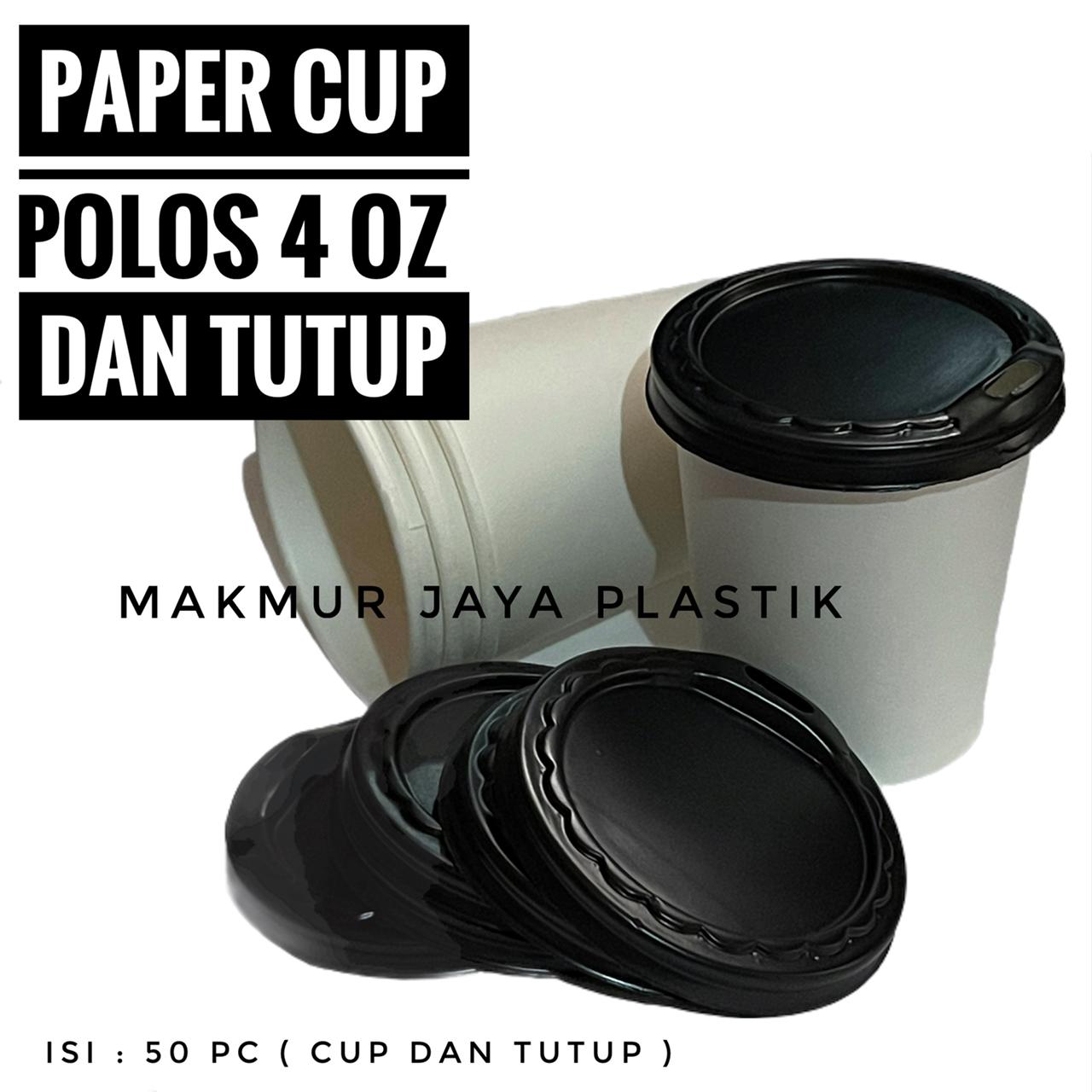 PAPER CUP COFFEE POLOS PUTIH 4 OZ 120 ML DAN LID HITAM | Lazada Indonesia
