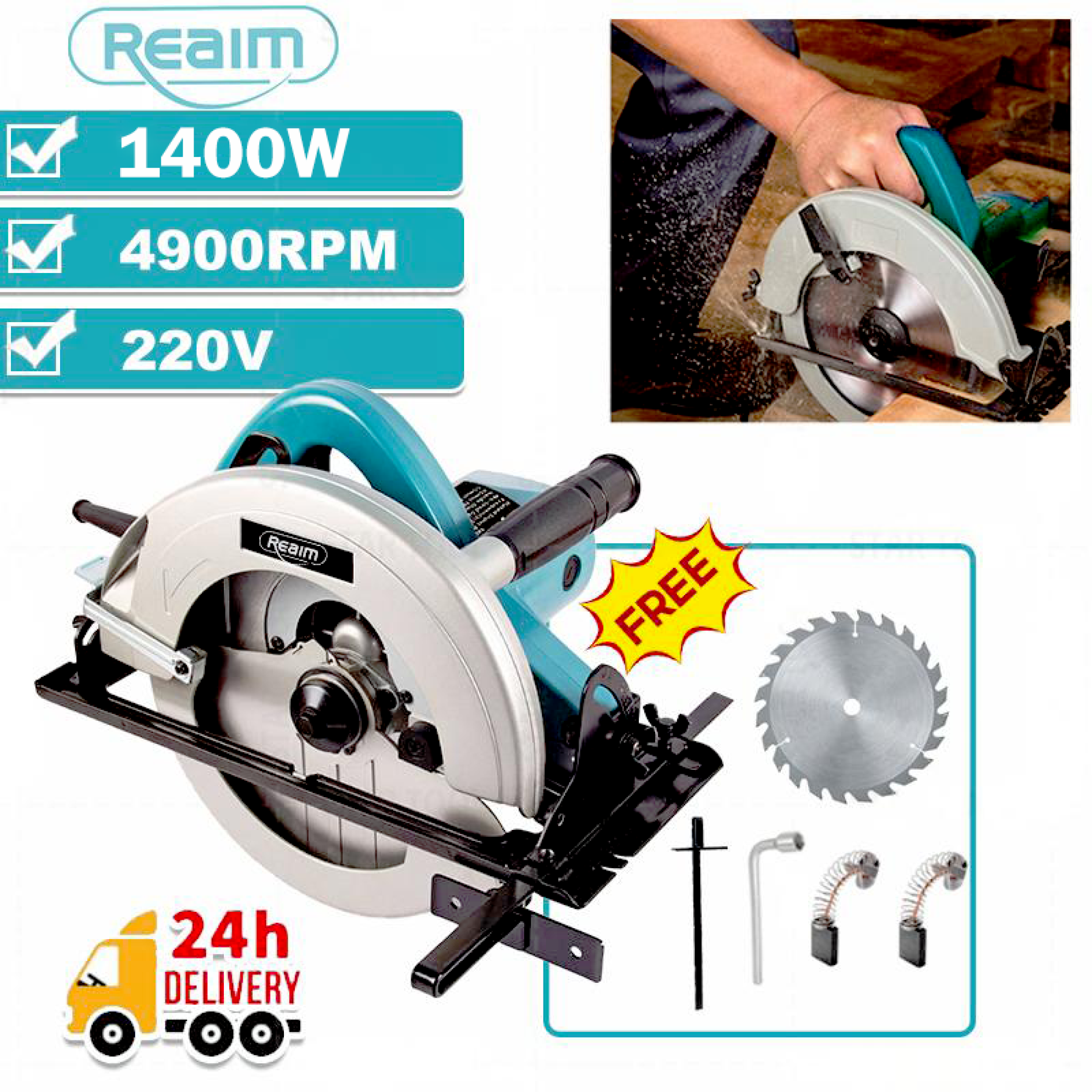REAIM Circular Saw 7.5 inch Gergaji Multifungsi Circular Saw 1400W ...