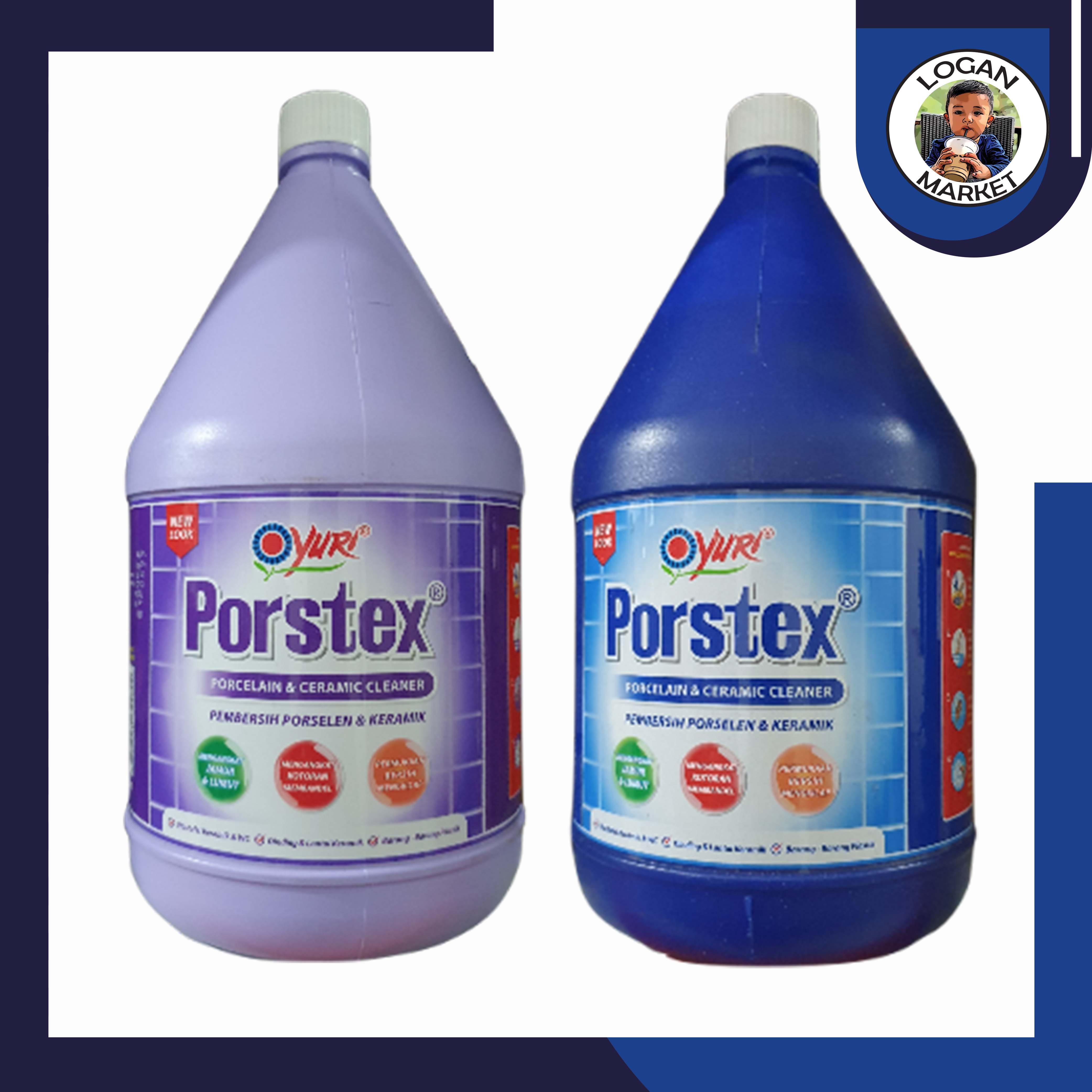 Yuri Porstex Biru Ungu 2 Liter 2000ml Cairan Pembersih Kerak Lantai Keramik Kamar Mandi Ampuh 8621