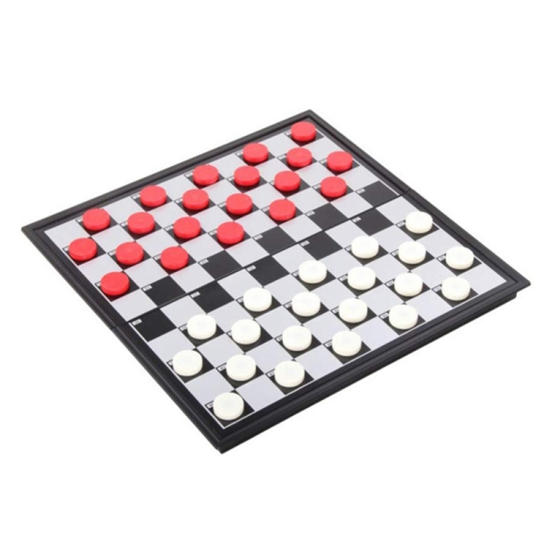 International Checkers Toy Educational Folding Chess Toy Magnetic Chess Board Game Training Draughts for Adults or Kids