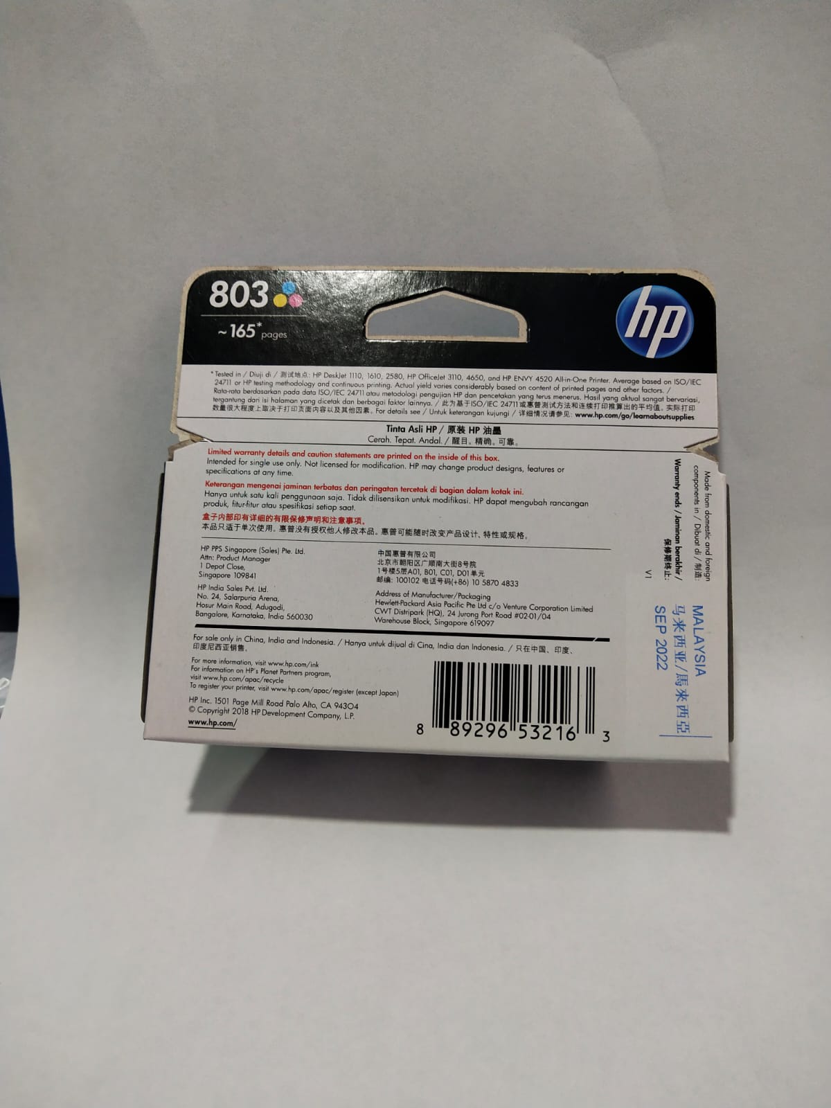Tinta Hp 803 Colour | Lazada Indonesia