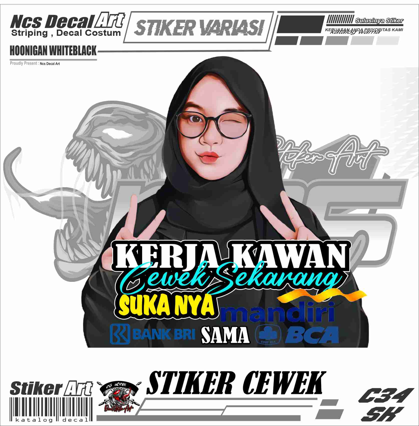stiker decal motor - sticker mobil variasi cewek keren stiker cewek