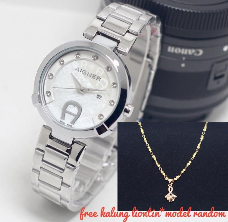 JAM TANGAN WANITA FASHION AIGNER ALA KOREA TERBARU, BONUS KALUNG LIONTIN MODEL RANDOM (bisa Bayar di Tempat)