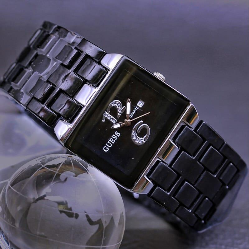 JAM TANGAN WANITA GUES MIKA MODEL KOTAK GOLD & SILVER TALI RANTAI WATER RESIST