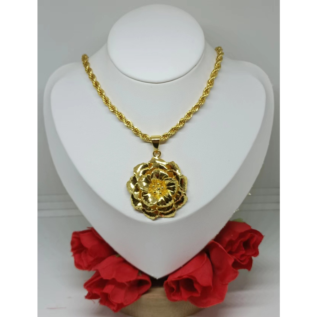 Bunga Kalung Panjang 60cm Copper Pure Plating 24K Emas Lazada