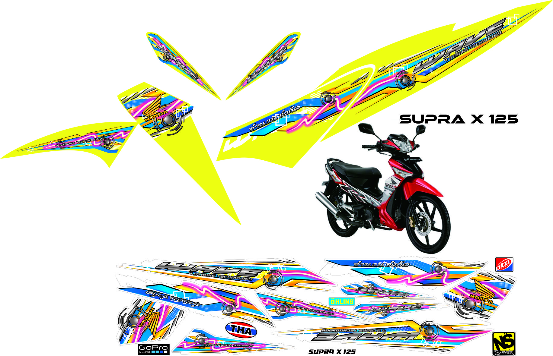 Striping Supra X 125 Transparan List Variasi Decal Sticker Mothai Wave Sticker 004 Lazada Indonesia