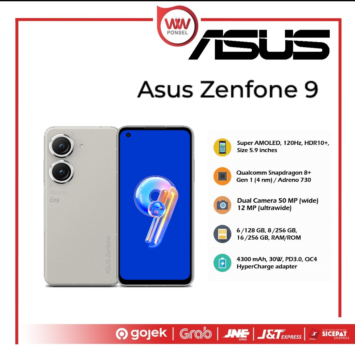 Hp Asus Zenfone 9 Ram 8GB Internal 256GB BLK AI2202-1A06ID