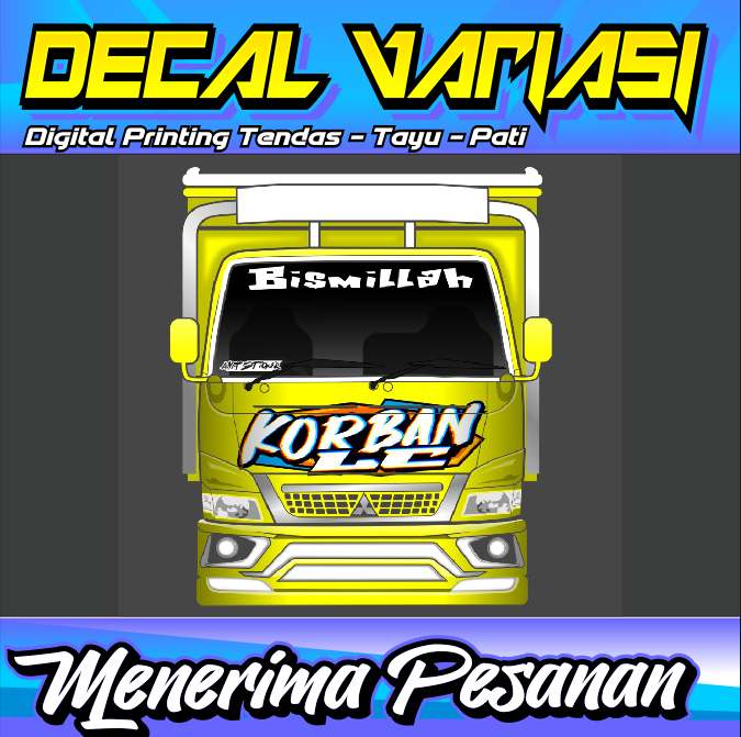 [TERBARU]Stiker Kabin Depan Truk Canter ,Stiker Tulisan Korban LC