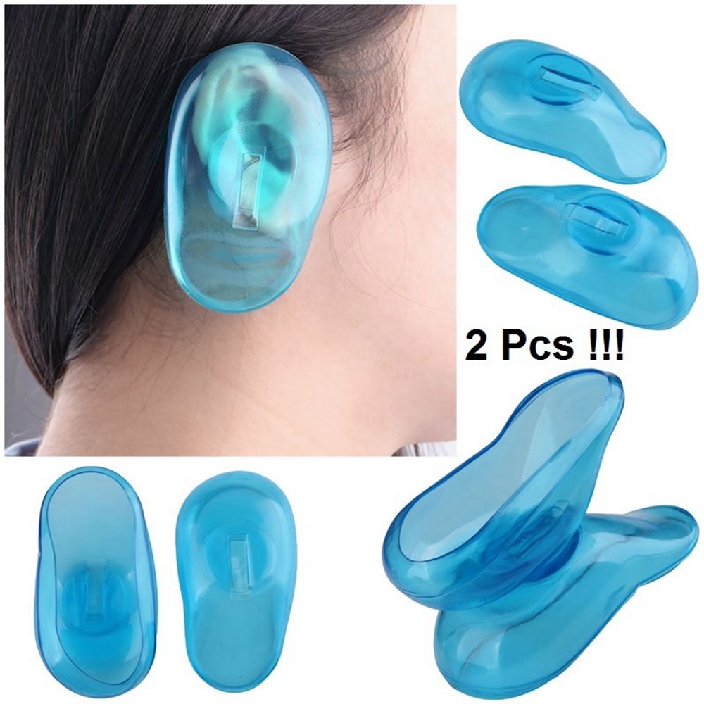 1 Cặp Tai Nghe Chuyên Nghiệp Silicon Xanh Dương/Đen, Phụ Kiện Tạo Kiểu Salon Miếng Che Tai, Dụng Cụ Làm Tóc Miếng Che Tai Cho Thuốc Nhuộm Tóc
