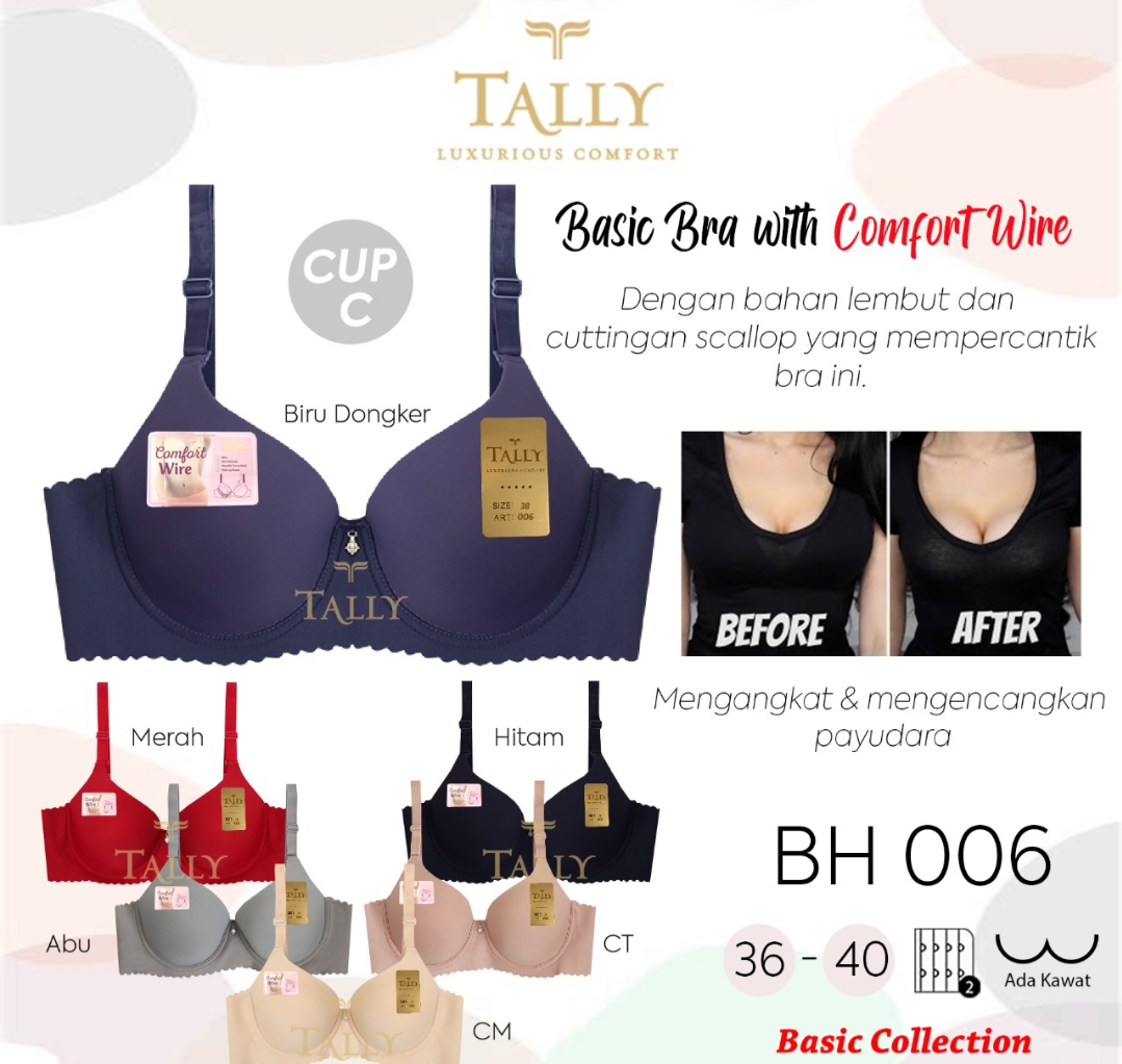 Jual Tally 5136 Tanpa Kawat Busa Tipis Bra [cup C] - 34 Kopi Di