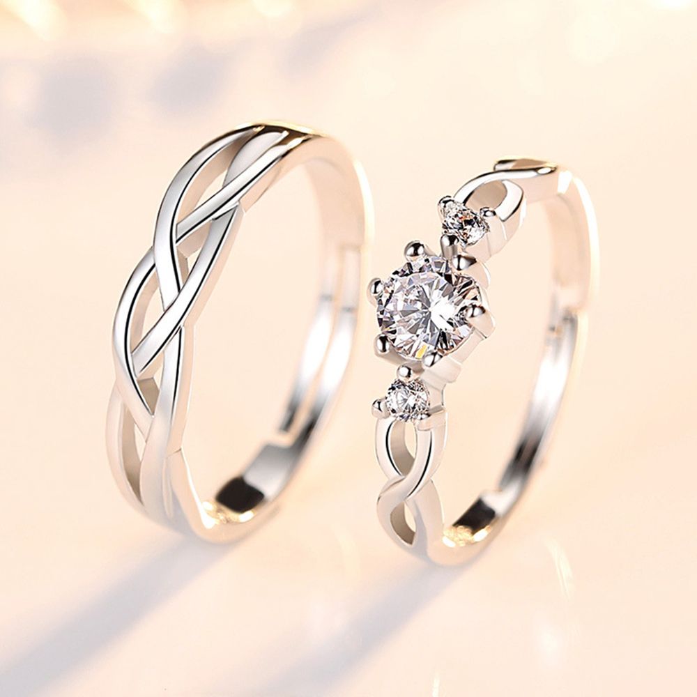 CUUS High Quality Fashion Jewelry for Women Men Engagement Lovers Ring Opening Crystal Couple Rings Copper White Gold Plated Wedding Rings