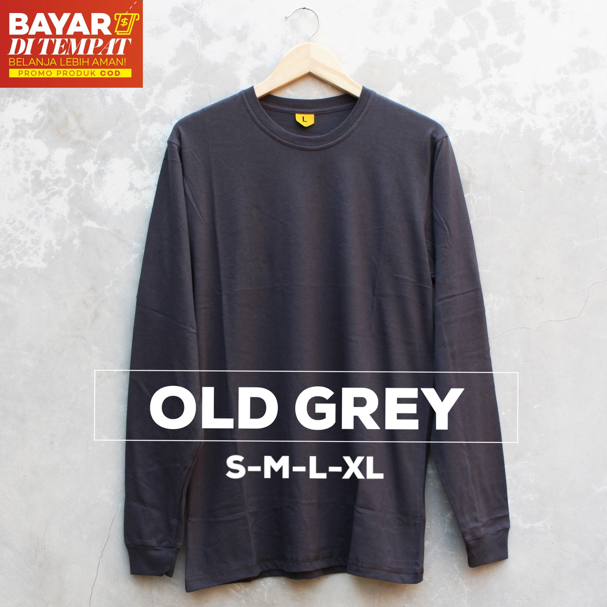 Kaos Polos Pria Panjang Warna ABU TUA Cotton Combed 30s Atasan Pria