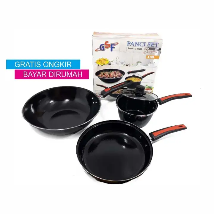 Panci Set Teflon Enamel Anti Lengket Gsf 4 Pcs G 2630 Sauce Pan Wok Pan Penggorengan Kuali Wajan Fry Pan Teplon Lazada Indonesia
