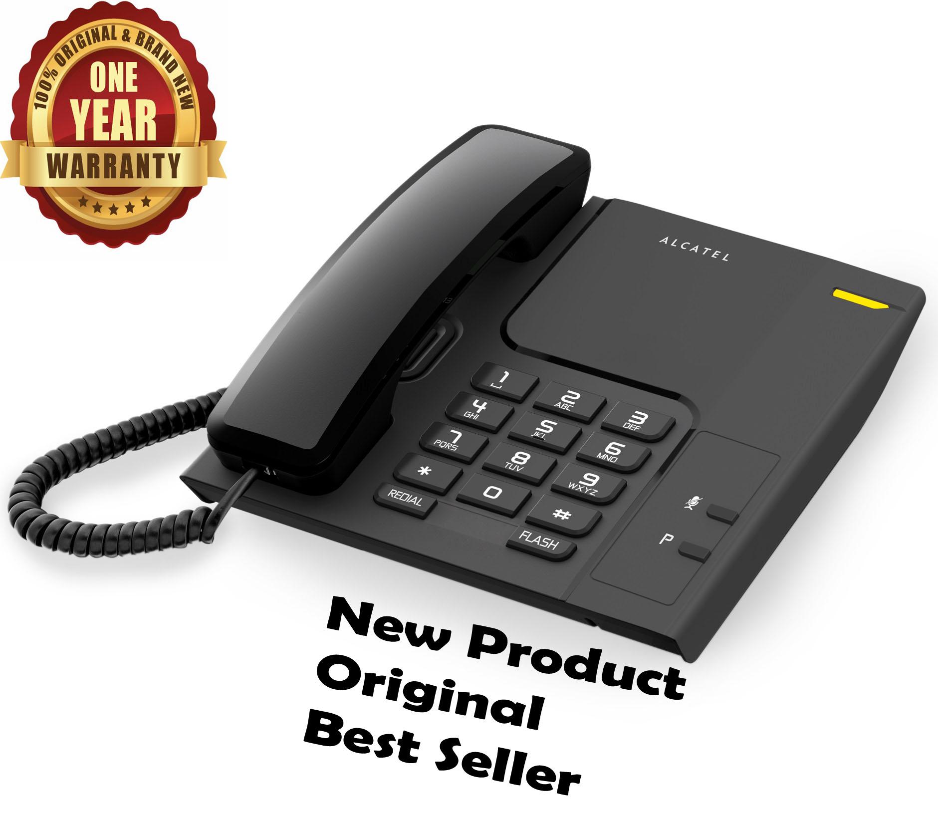 ALCATEL Best Seller Murah T26 / T-26 / T26 Telepon Kabel Rumah Kantor Hotel Telephone Single Line Bergaransi Resmi - Hitam
