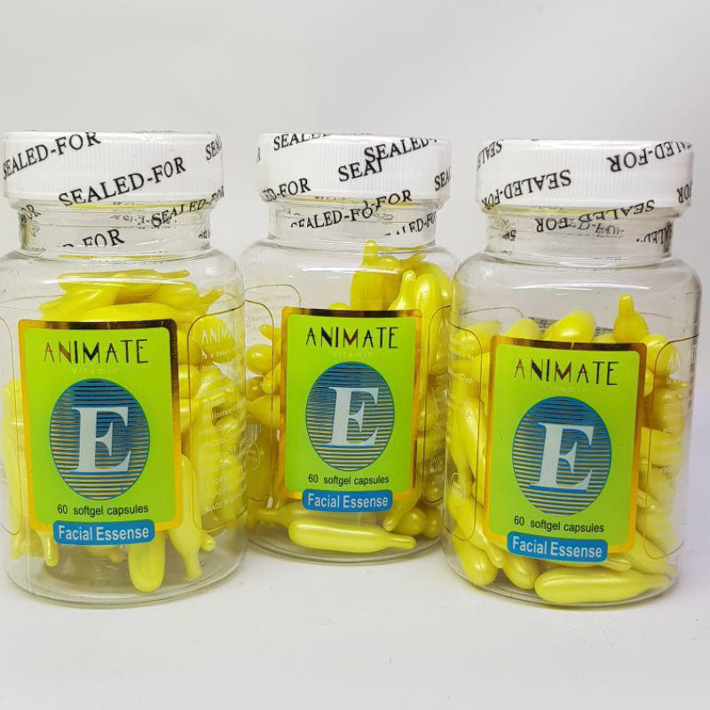 [KOSONG] Animate Facial Essence Serum Vitamin E Asli BPOM dan Halal isi 60 kapsul Serum Animate