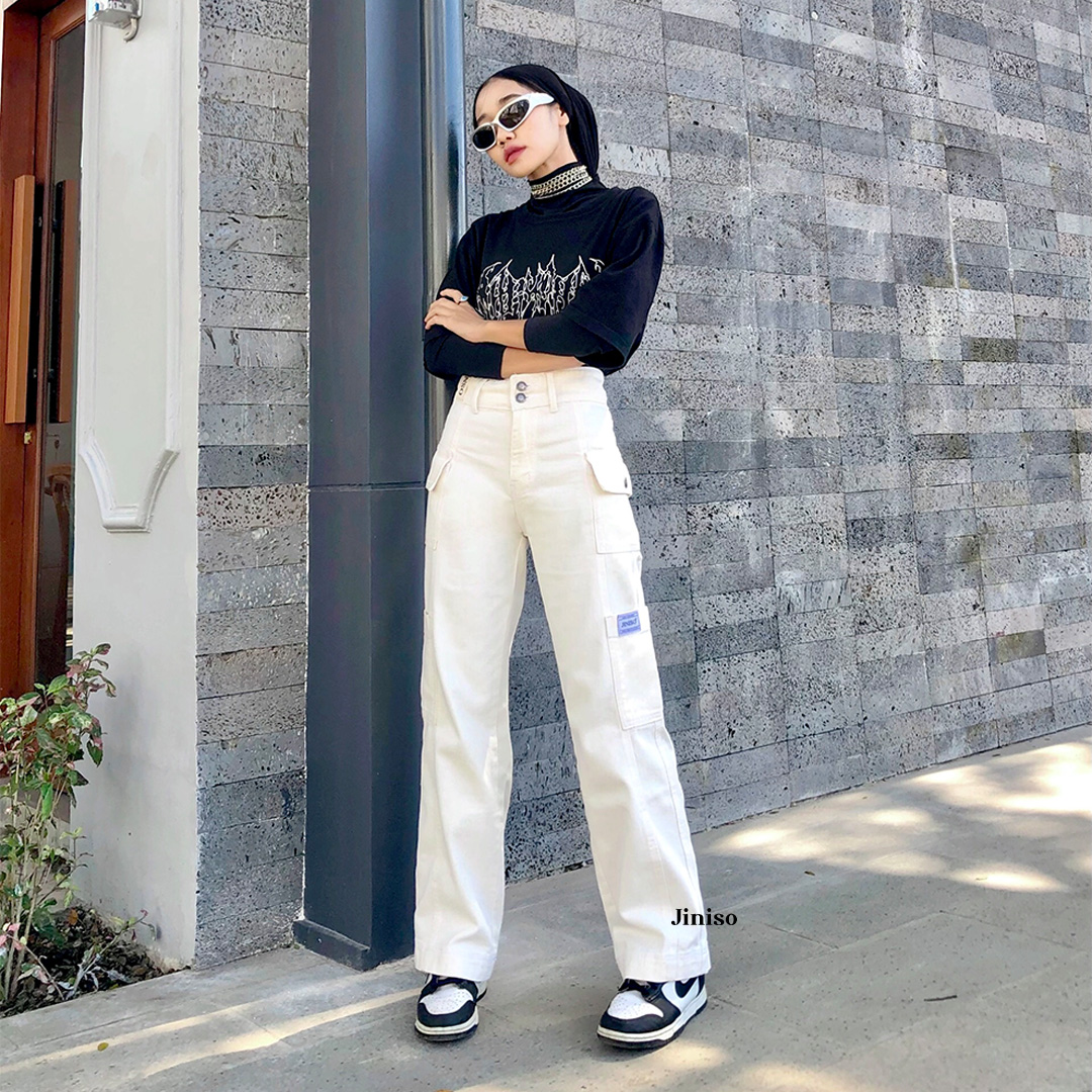 Jiniso-cargo baggy highwaist jeans 411 hands up Lazada