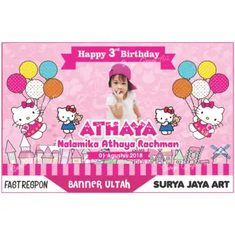 Cetak Spanduk Banner Backdrop Ulang Tahun Tema Hello Kitty Free