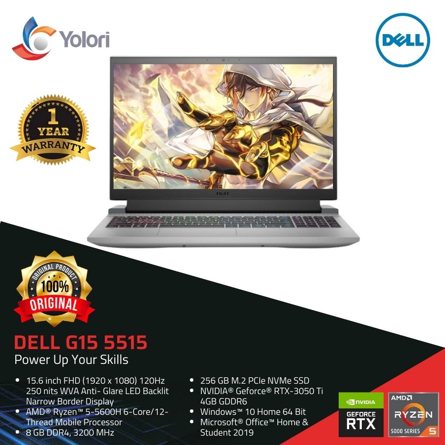 Dell Gaming G15-5515 R5-5600H 8GB 256GB Nvidia RTX-3050 4GB Windows 10  OHS 2019 Lazada Indonesia