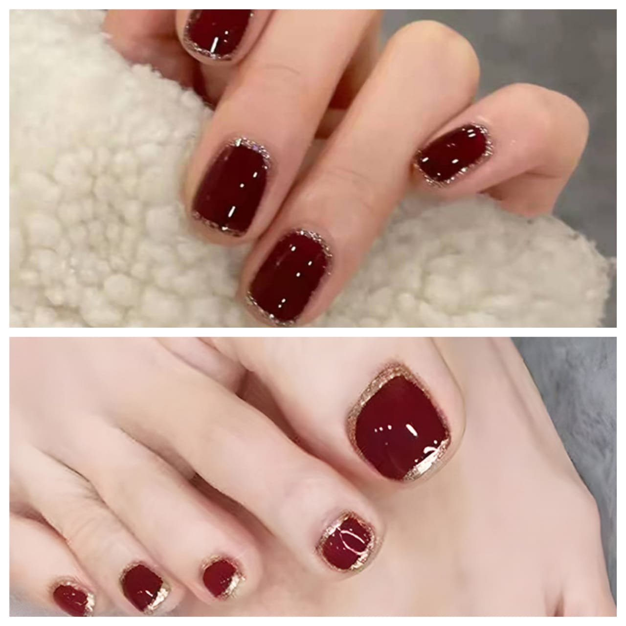 Elegant Maroon Nail Art Set