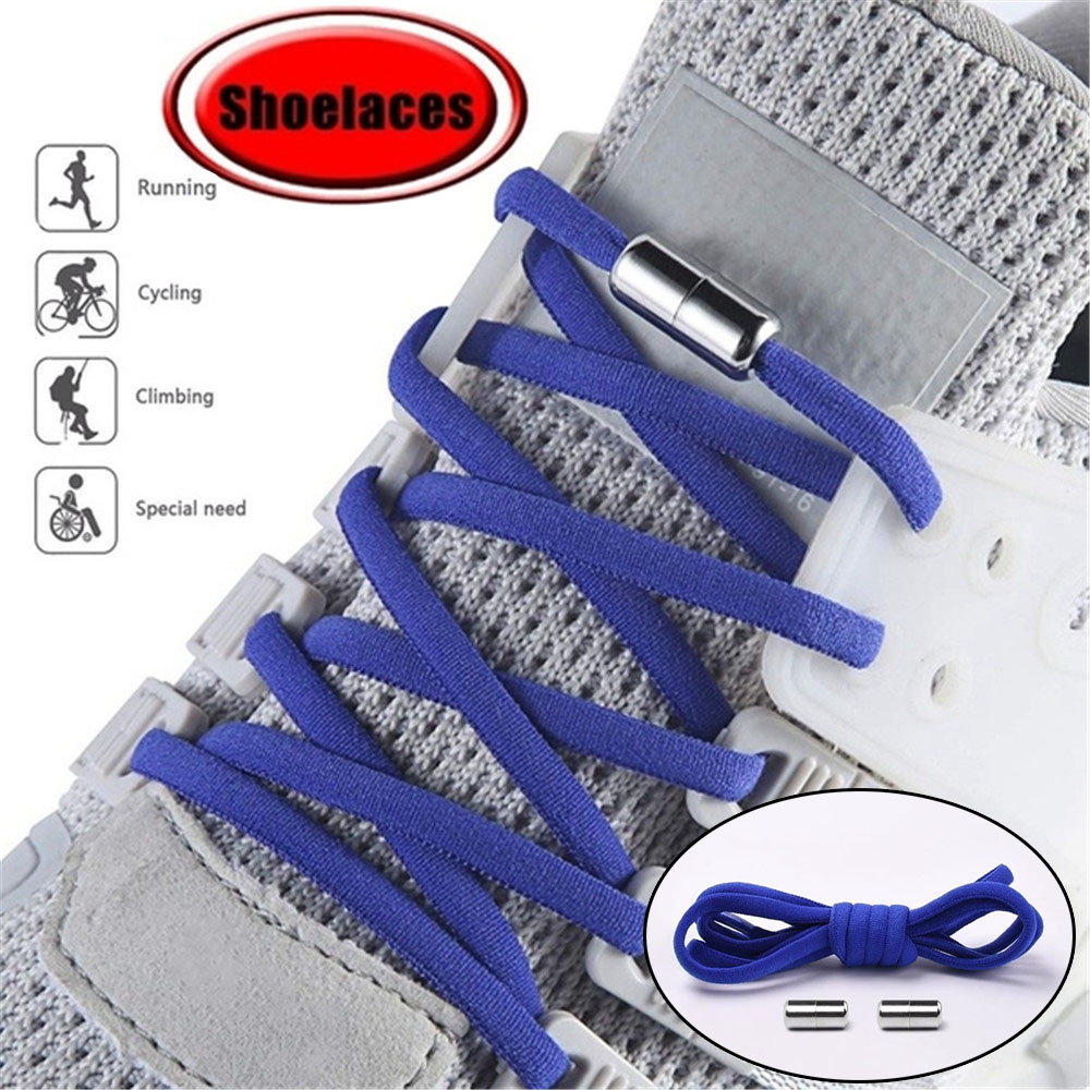 Kids Adults Easy No Tie Shoelaces Elastic Rubber Round Shoe Laces Elastics 