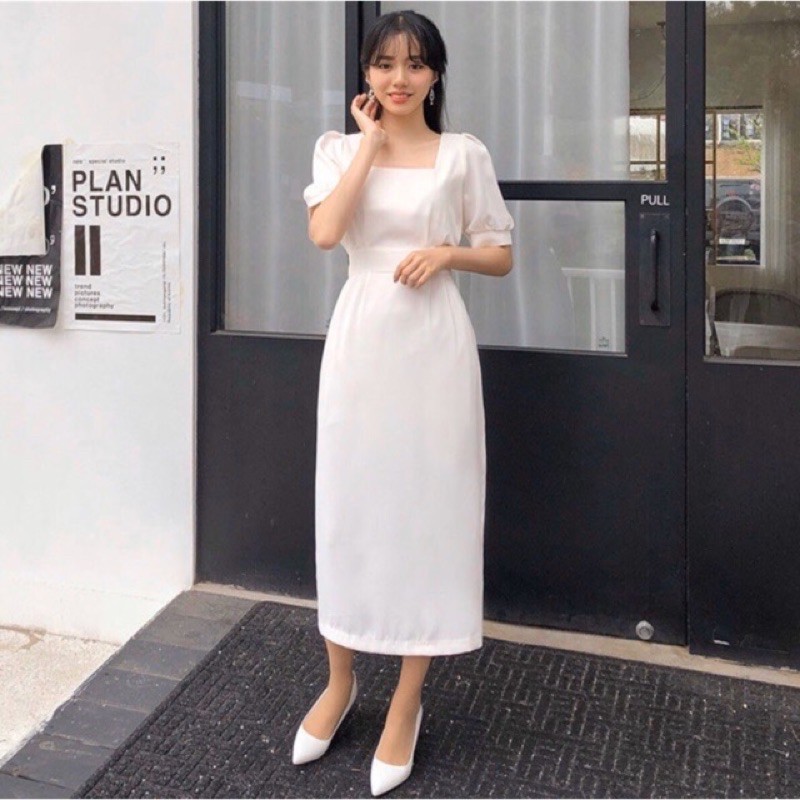 dress putih simple