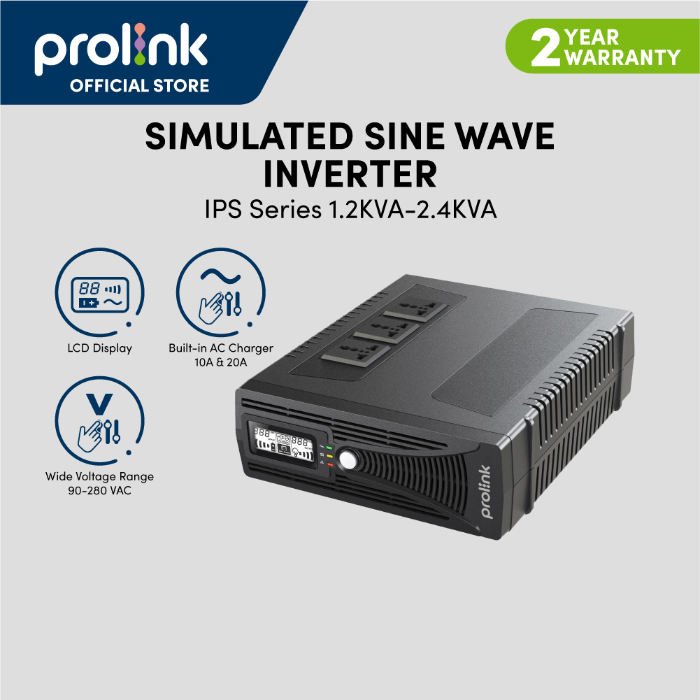 Prolink 2400VA LCD UPS Inverter 10A/20A selectable Charger 100Ah/200AH batteries supported