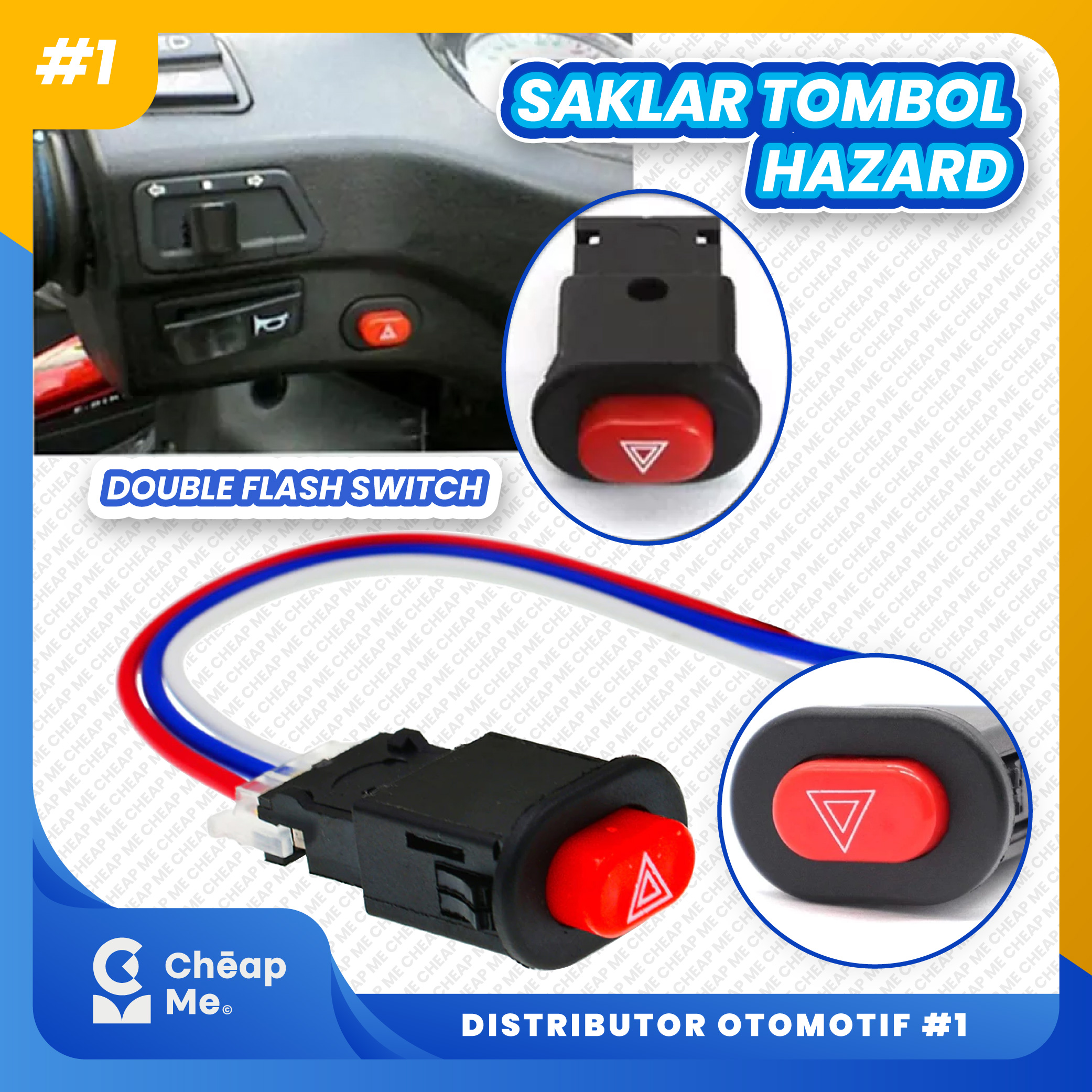 Saklar Switch Tombol Hazzard Hazard On Off Mobil Motor Sein Universal ...