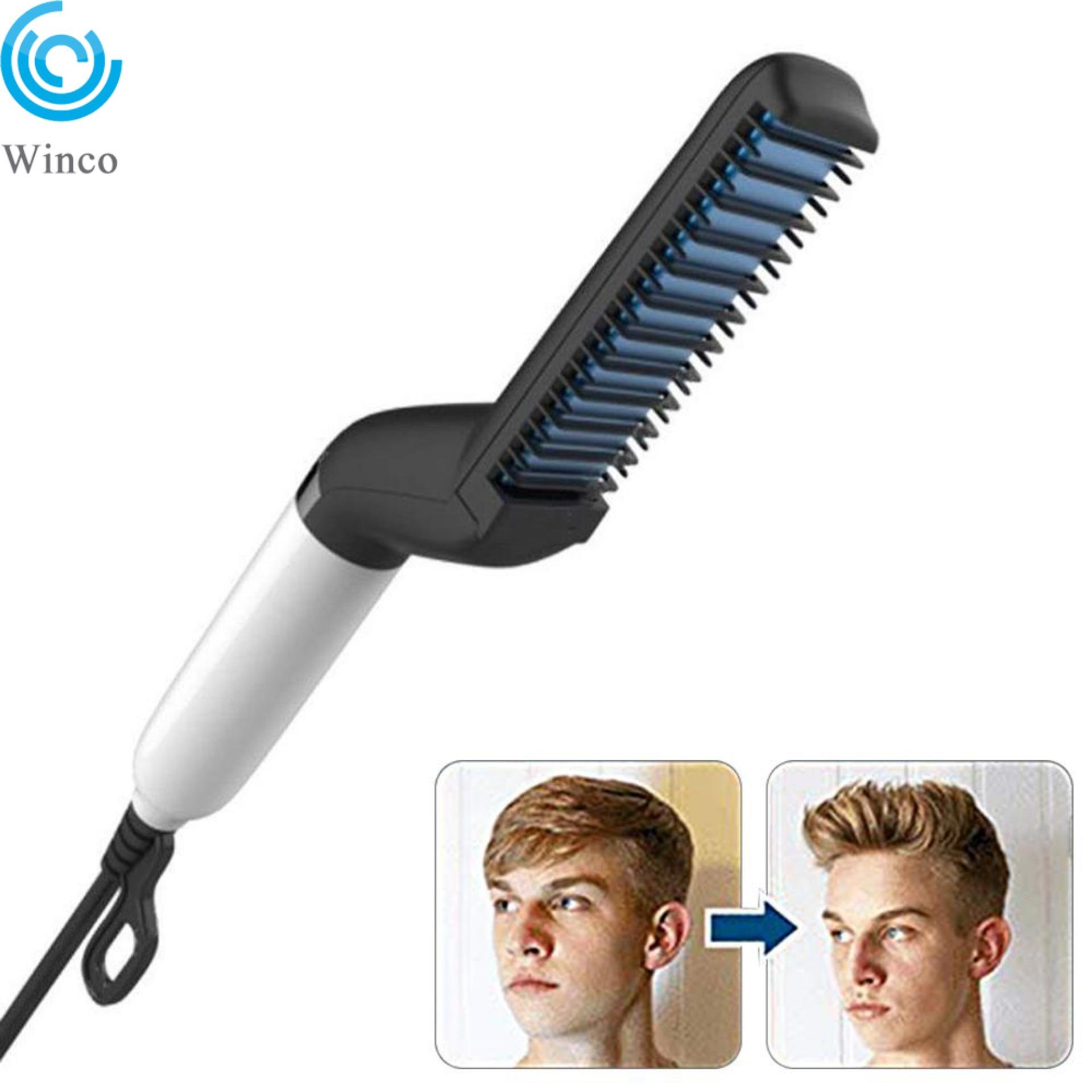 Catokan Rambut Wincoo Keriting Rambut Styler Pria Semua Dalam Satu Keramik Setrika Gaya Rambut Sisir Pelurus Atlet Curling Putra Set Cepat Penata Rambut untuk Pria