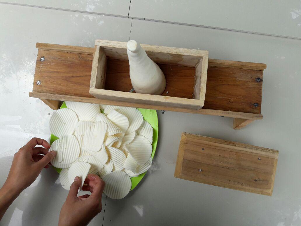 -Ukur JUMBO- Jual Pengiris Keripik Pisang Singkong Kentang Ubi talas sukun dan Bawang Kayu Jati