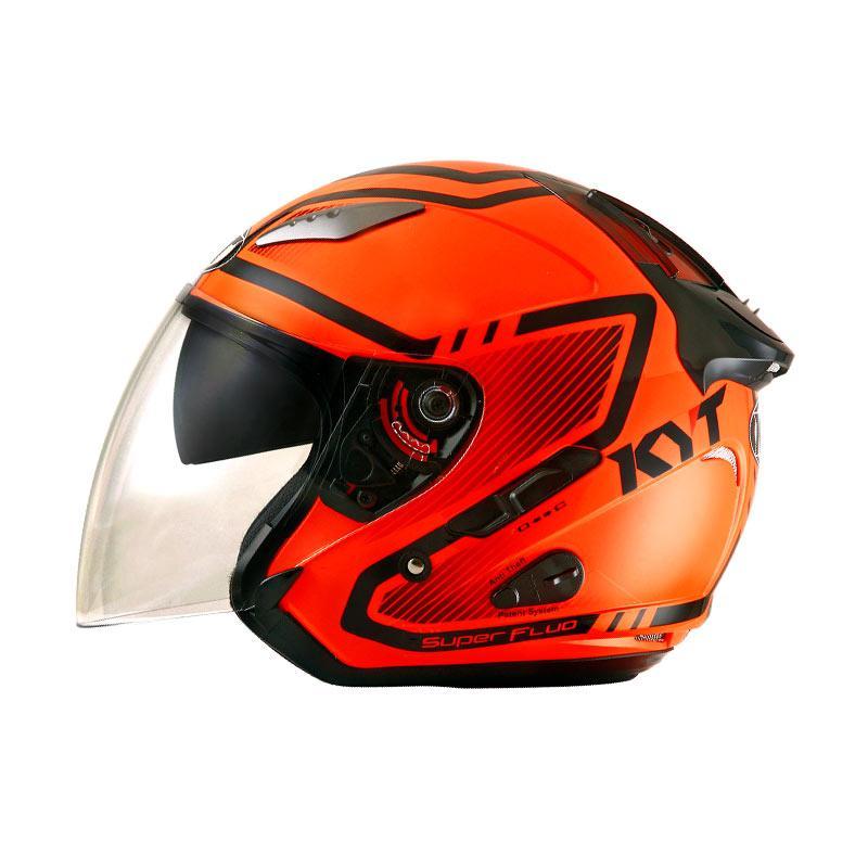 Helm KYT Galaxy Slide Super Fluo Helm Half Face - Red Fluo Black