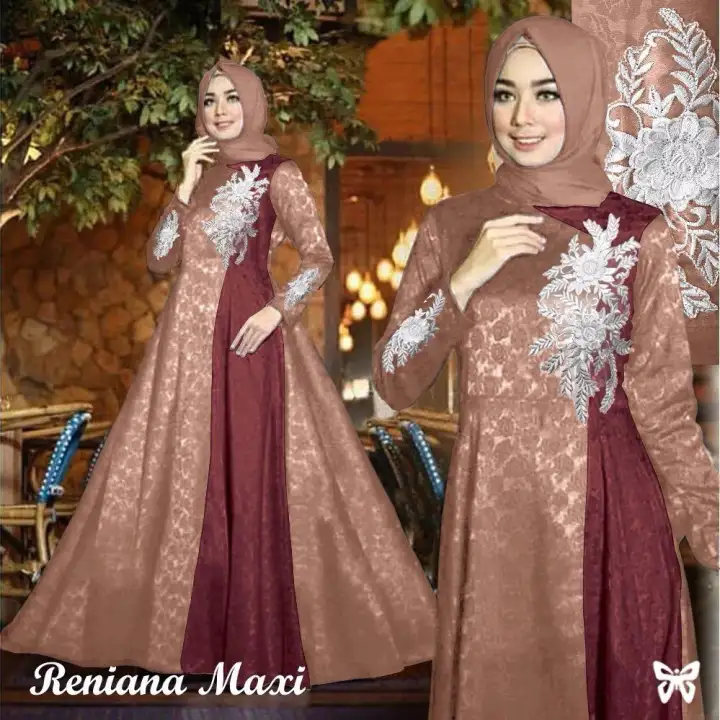 Newone Shop Maxi Reniana Maxi Dress Wanita Gamis Syari Wanita Terbaru Baju Muslim Wanita Terbaru Gamis Murah Six Lazada Indonesia
