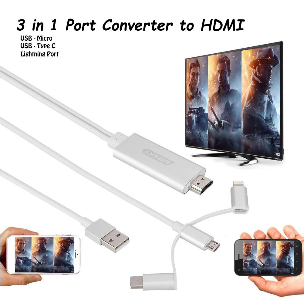 FOX 3 In 1 Airsky HDTV Video Mirascreen Cable Plug And 3 in 1 Play 2