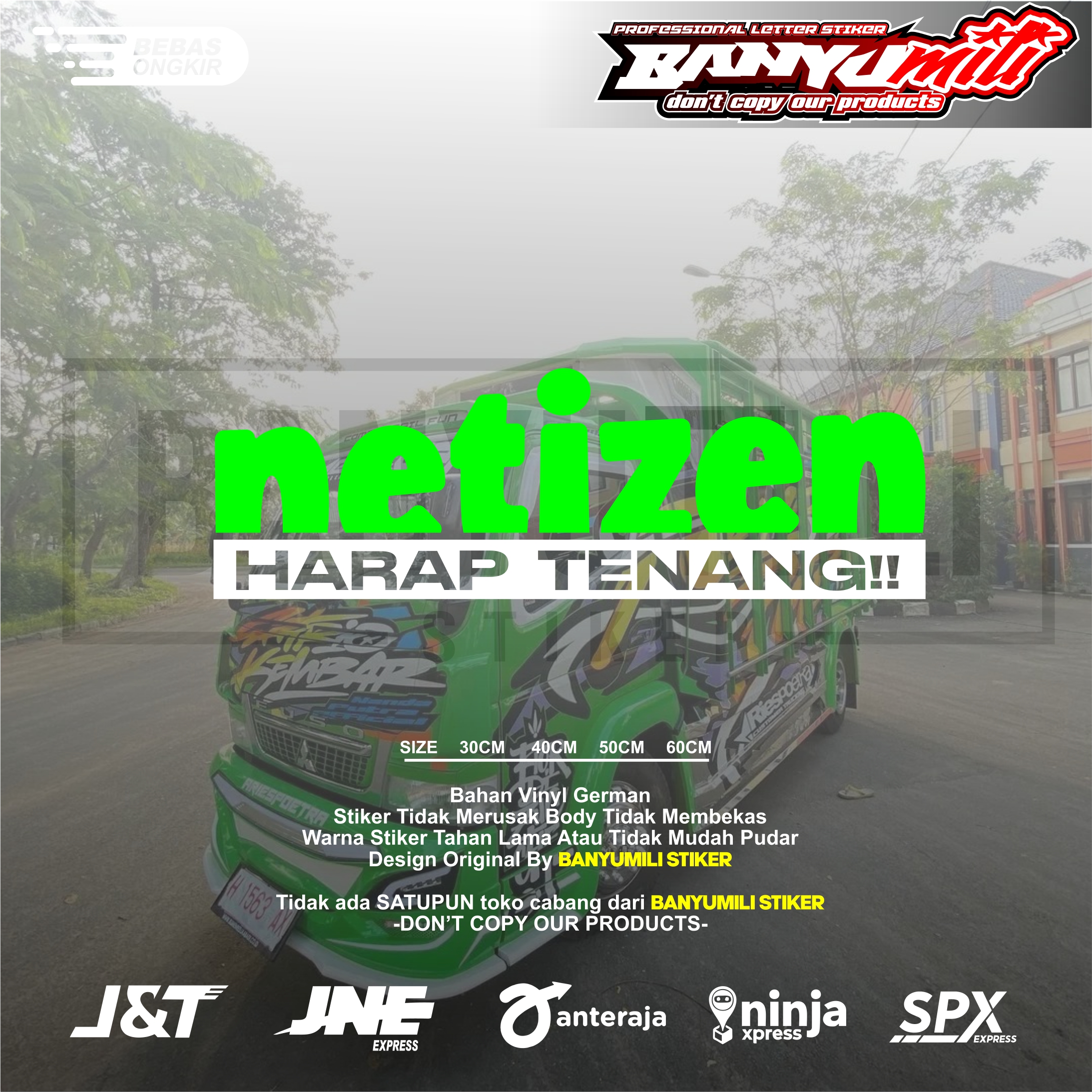 Stiker truk netizen harap tenang cutting stiker variasi kaca pickup ...