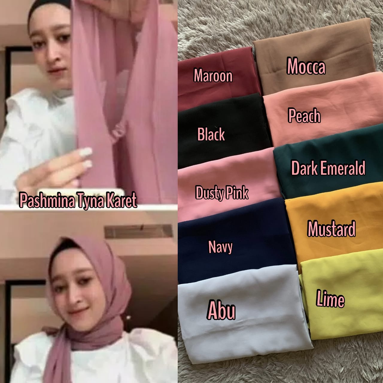 New Pashmina Karet Instan New Hijab Pashmina Jilbab Pashmina Tali Ceruty Baby Doll Cod Lazada Indonesia