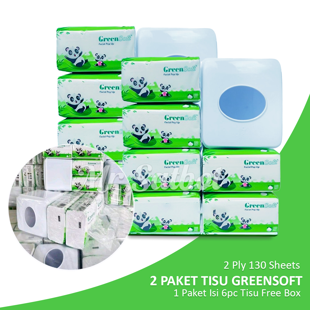 Paket Tisu Green Soft Dengan Box Ply Sheets Facial Pop Up