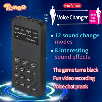 Temoo Mobile Phone Voice Changer Mini Sound CardVoice Changer Professional Game Adapter Cell Telephone Voice Disguiser Phone Microphone For Mobile Phone Computer Tablet IPad